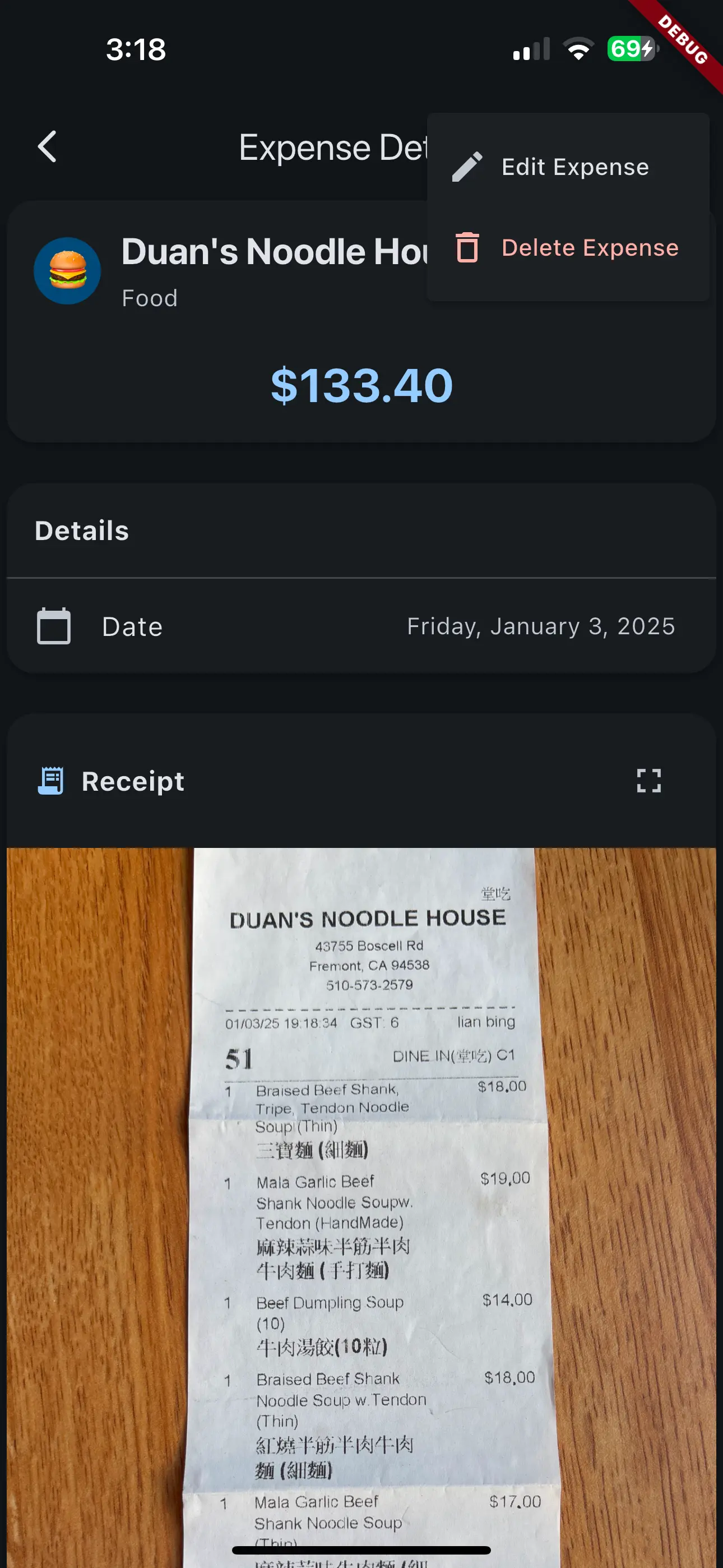 Expense Detailed View